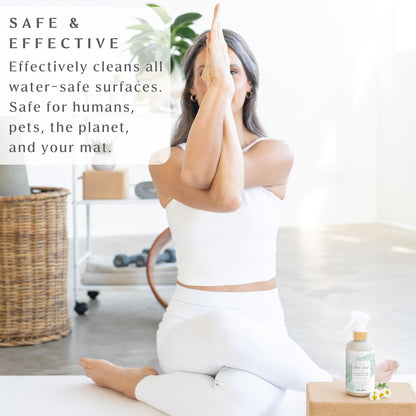 Organic Yoga Mat Cleaner Spray | 8oz Summer Bloom with Microfiber Cloth | Made in the USA | Safely and Effectively Cleans All Mats and Pilates + Yoga Accessories