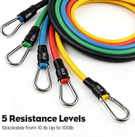 Resistance Bands Set, Exercise Bands Strength Training Fitness Bands Workout Elastic Bands with Legs Ankle Straps, Door Anchor, Handles & Carry Bag for Home Outdoor Workouts