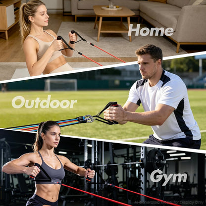Resistance Bands Set, Exercise Bands Strength Training Fitness Bands Workout Elastic Bands with Legs Ankle Straps, Door Anchor, Handles & Carry Bag for Home Outdoor Workouts