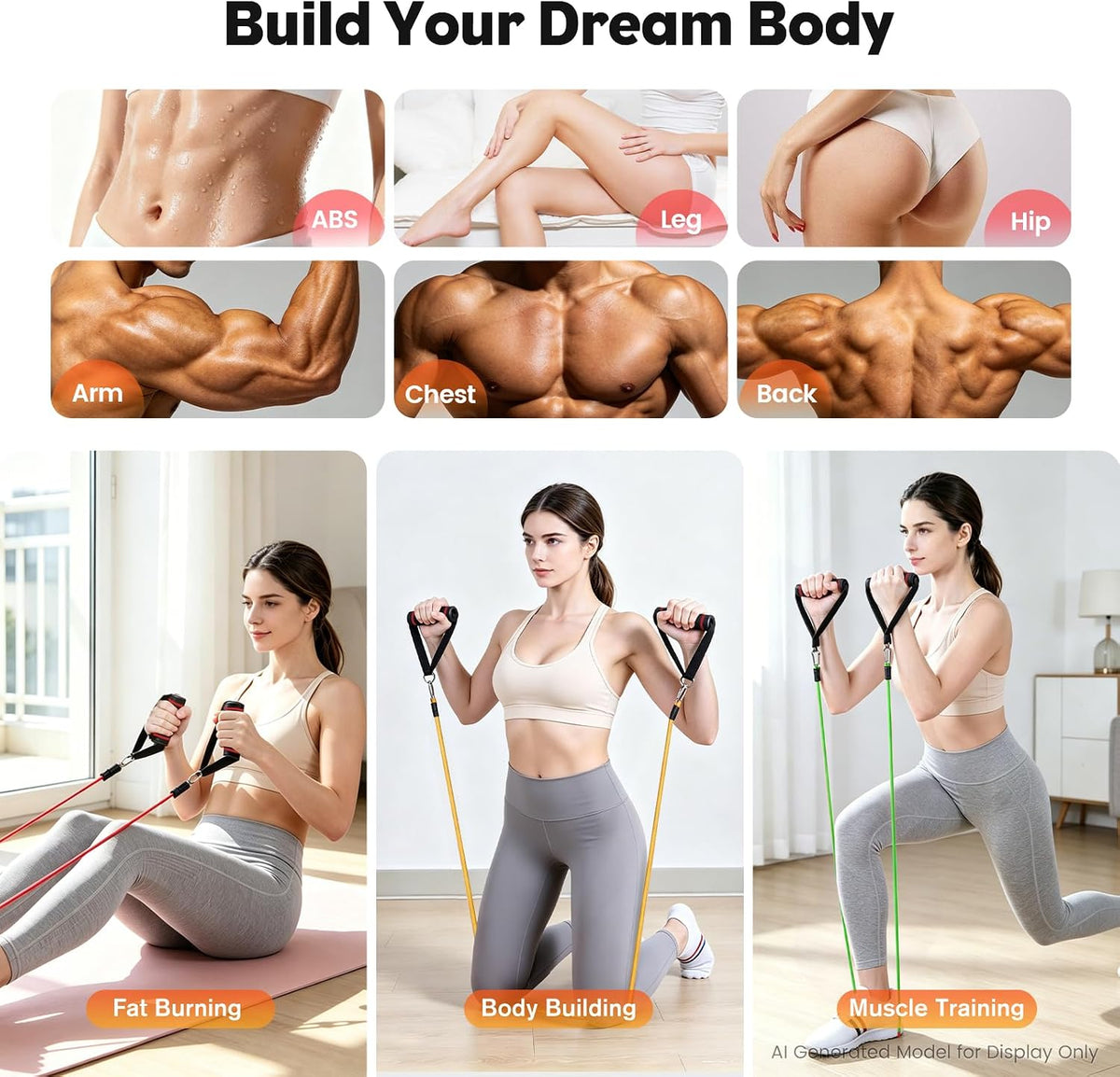 Resistance Bands Set, Exercise Bands Strength Training Fitness Bands Workout Elastic Bands with Legs Ankle Straps, Door Anchor, Handles & Carry Bag for Home Outdoor Workouts