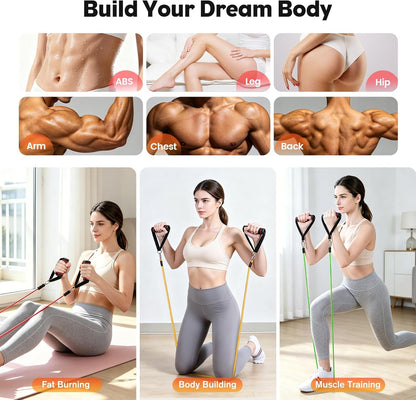 Resistance Bands Set, Exercise Bands Strength Training Fitness Bands Workout Elastic Bands with Legs Ankle Straps, Door Anchor, Handles & Carry Bag for Home Outdoor Workouts