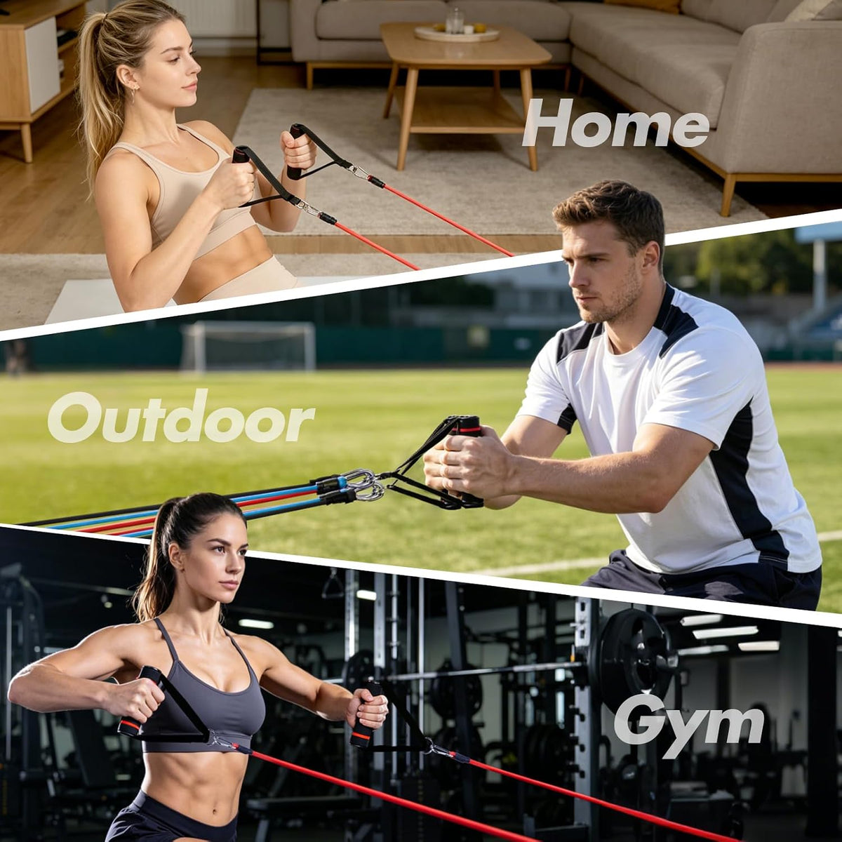 Resistance Bands Set, Exercise Bands Strength Training Fitness Bands Workout Elastic Bands with Legs Ankle Straps, Door Anchor, Handles & Carry Bag for Home Outdoor Workouts