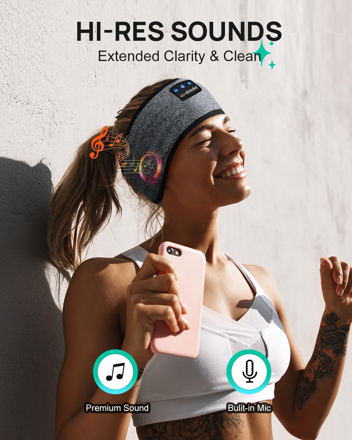Sleep Headphones Headband Bluetooth 5.4, Sports Headband Earphones Wireless with Speaker Microphone USB C for Women Sleeping Gift Workout Jogging Yoga Insomnia Travel Meditation, Butterfly