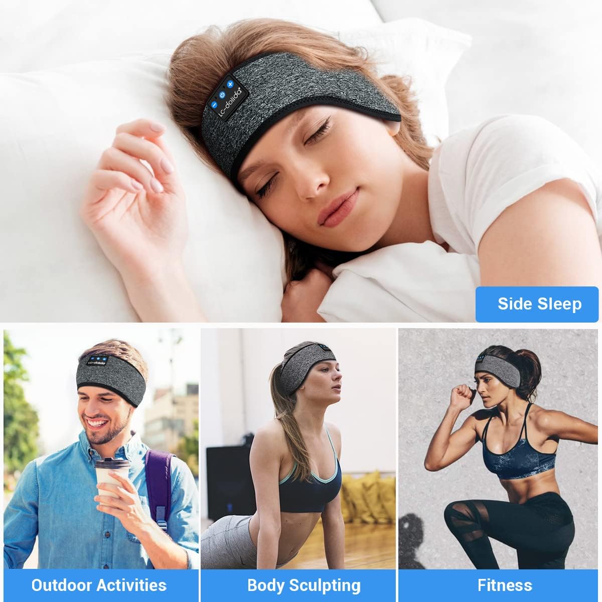 Sleep Headphones Headband Bluetooth 5.4, Sports Headband Earphones Wireless with Speaker Microphone USB C for Women Sleeping Gift Workout Jogging Yoga Insomnia Travel Meditation, Butterfly