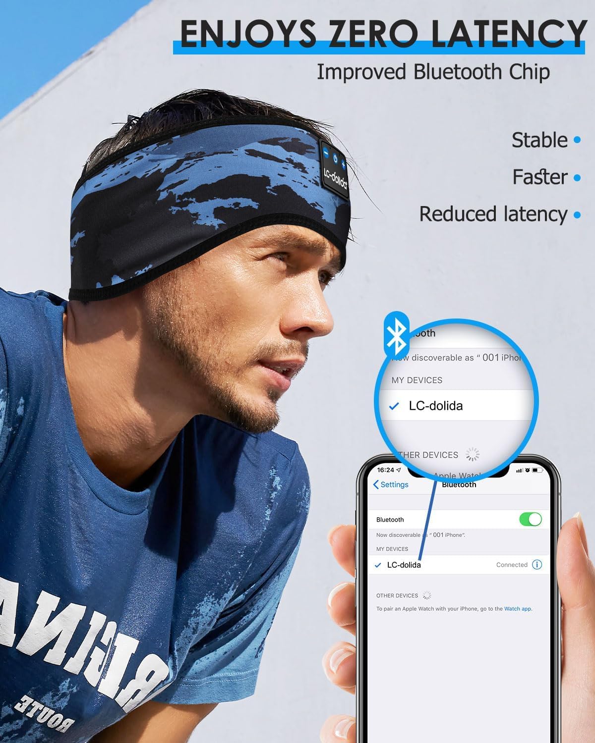 Sleep Headphones Headband Bluetooth 5.4, Sports Headband Earphones Wireless with Speaker Microphone USB C for Women Sleeping Gift Workout Jogging Yoga Insomnia Travel Meditation, Butterfly
