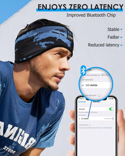 Sleep Headphones Headband Bluetooth 5.4, Sports Headband Earphones Wireless with Speaker Microphone USB C for Women Sleeping Gift Workout Jogging Yoga Insomnia Travel Meditation, Butterfly