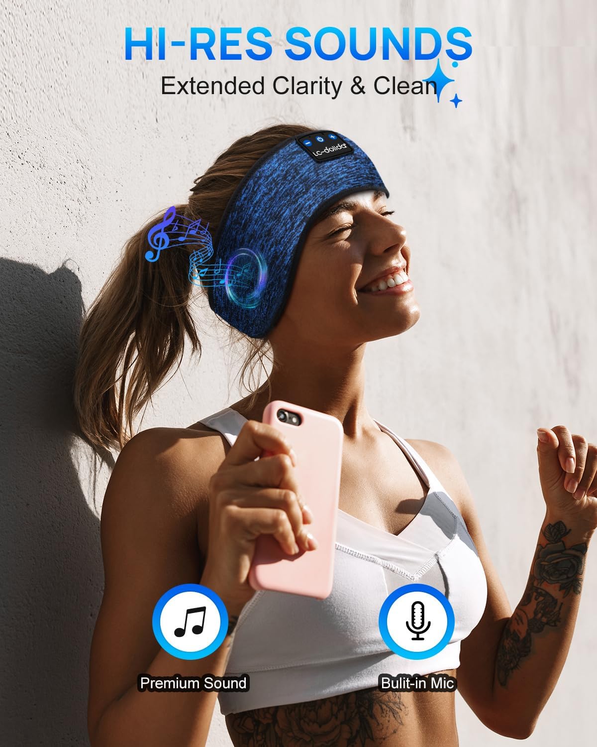 Sleep Headphones Headband Bluetooth 5.4, Sports Headband Earphones Wireless with Speaker Microphone USB C for Women Sleeping Gift Workout Jogging Yoga Insomnia Travel Meditation, Butterfly