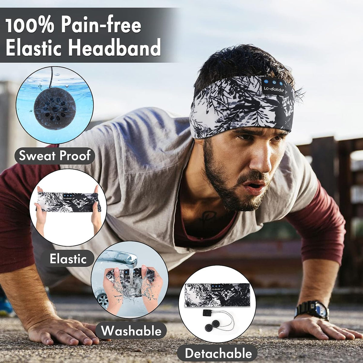 Sleep Headphones Headband Bluetooth 5.4, Sports Headband Earphones Wireless with Speaker Microphone USB C for Women Sleeping Gift Workout Jogging Yoga Insomnia Travel Meditation, Butterfly