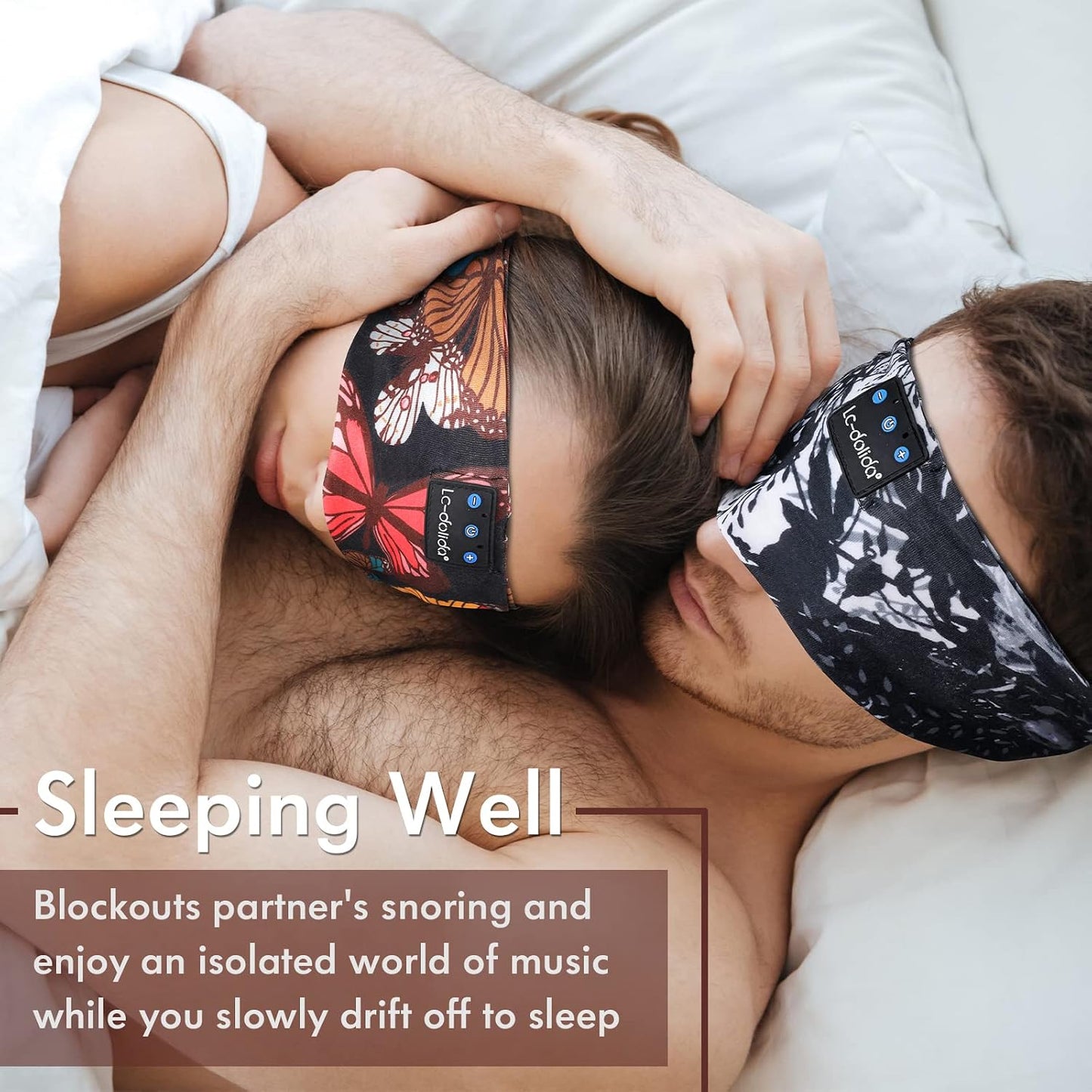 Sleep Headphones Headband Bluetooth 5.4, Sports Headband Earphones Wireless with Speaker Microphone USB C for Women Sleeping Gift Workout Jogging Yoga Insomnia Travel Meditation, Butterfly
