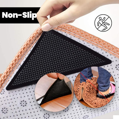 ® Heavy Duty Non-Slip Reusable Rug Corner Pads - Double-Sided Adhesive Pad for Corners and Sides on Hardwood Floors, Area Rugs - Keep Your Rug in Place (Pack of 4)