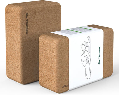 Cork Yoga Blocks, 2 Pack Yoga Blocks Natural Cork, High Density Yoga Block with Non Slip Surface, Eco-Friendly Yoga Accessories for Women, Ideal for Yoga, Pilates, Stretching
