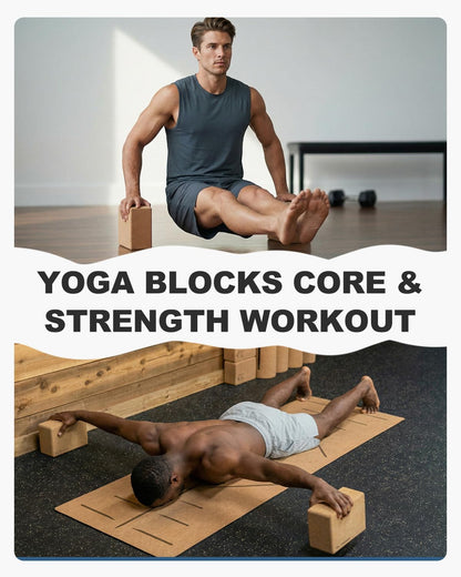 Cork Yoga Blocks, 2 Pack Yoga Blocks Natural Cork, High Density Yoga Block with Non Slip Surface, Eco-Friendly Yoga Accessories for Women, Ideal for Yoga, Pilates, Stretching