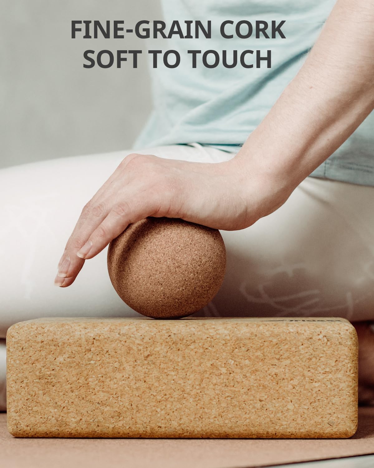 Cork Yoga Blocks, 2 Pack Yoga Blocks Natural Cork, High Density Yoga Block with Non Slip Surface, Eco-Friendly Yoga Accessories for Women, Ideal for Yoga, Pilates, Stretching