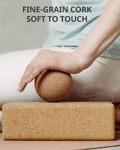 Cork Yoga Blocks, 2 Pack Yoga Blocks Natural Cork, High Density Yoga Block with Non Slip Surface, Eco-Friendly Yoga Accessories for Women, Ideal for Yoga, Pilates, Stretching