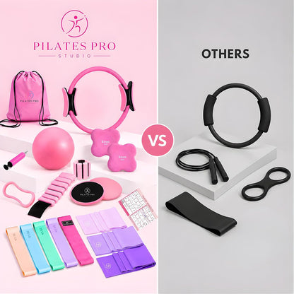 Pilates Kit for Home Workouts, 20-in-1 Pilates Equipment Set with 14.5" Pilates Ring, Pilates Ball, Resistance Bands, Ankle Weights, Exercise Sliders, Yoga Ring & Knee Pads for Joint Protection