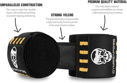 Knee Wraps for Squats and Powerlifting 72 Inch Compression Wraps with Strap for Men & Women Weightlifting Support