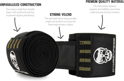 Knee Wraps for Squats and Powerlifting 72 Inch Compression Wraps with Strap for Men & Women Weightlifting Support