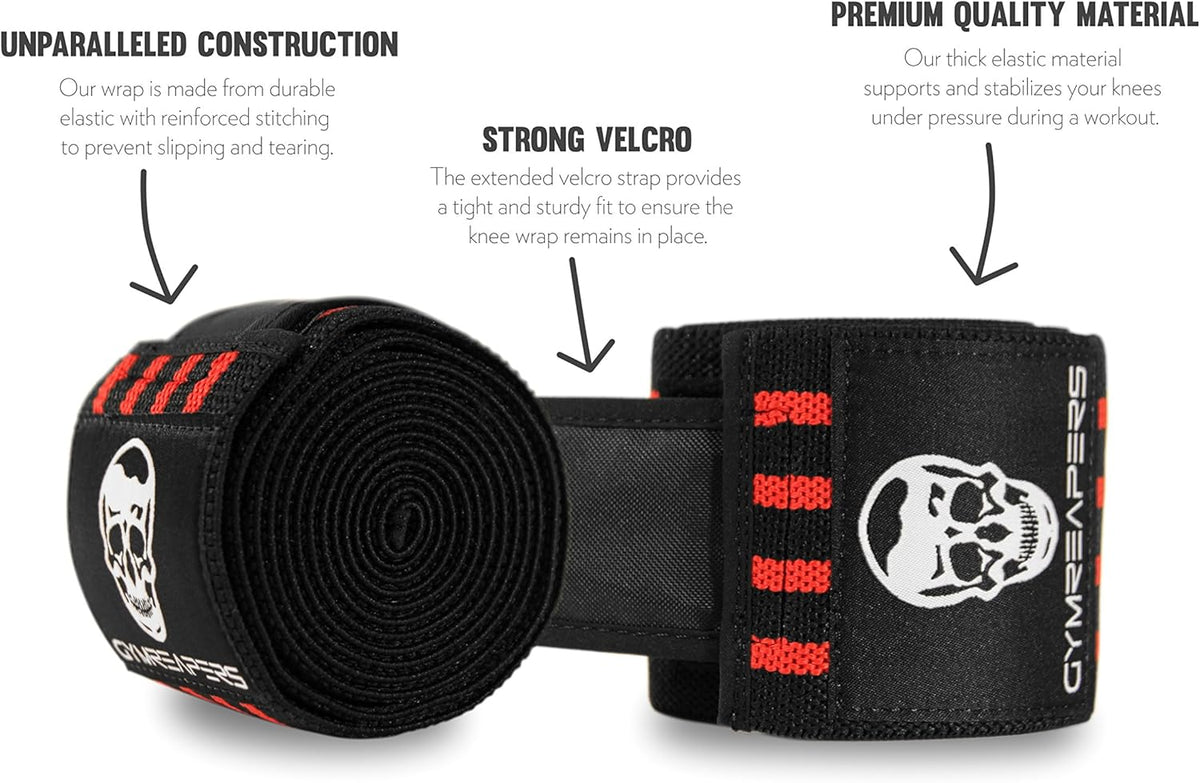 Knee Wraps for Squats and Powerlifting 72 Inch Compression Wraps with Strap for Men & Women Weightlifting Support