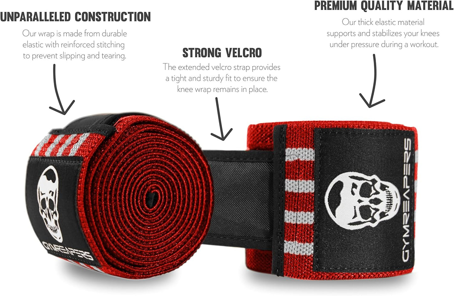 Knee Wraps for Squats and Powerlifting 72 Inch Compression Wraps with Strap for Men & Women Weightlifting Support