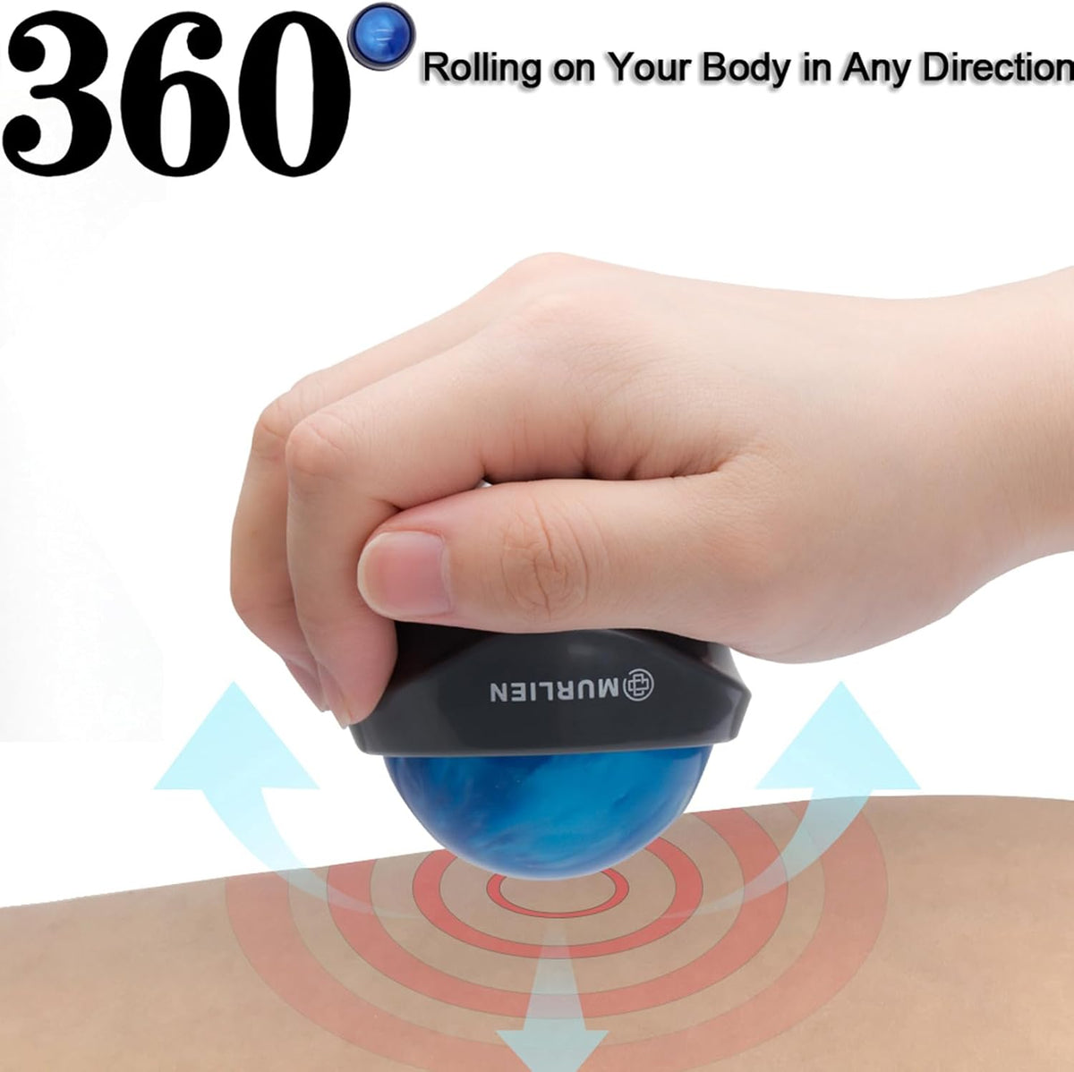 Massage Roller Ball, Tight and Sore Muscles Relief, Manual Massager, Alleviating Shoulder, Arms, Back, Legs, Calves or Muscle Tension - Gray