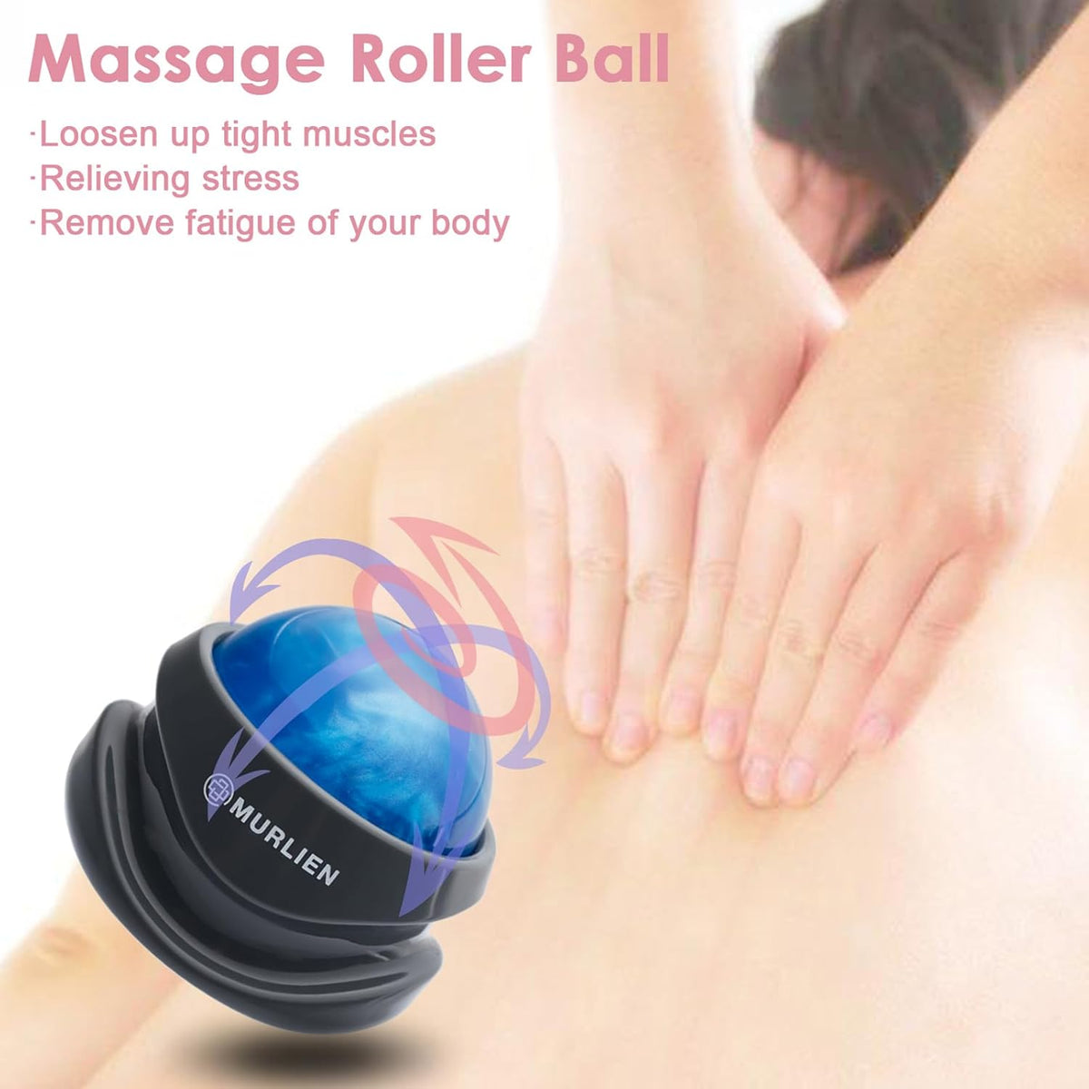 Massage Roller Ball, Tight and Sore Muscles Relief, Manual Massager, Alleviating Shoulder, Arms, Back, Legs, Calves or Muscle Tension - Gray