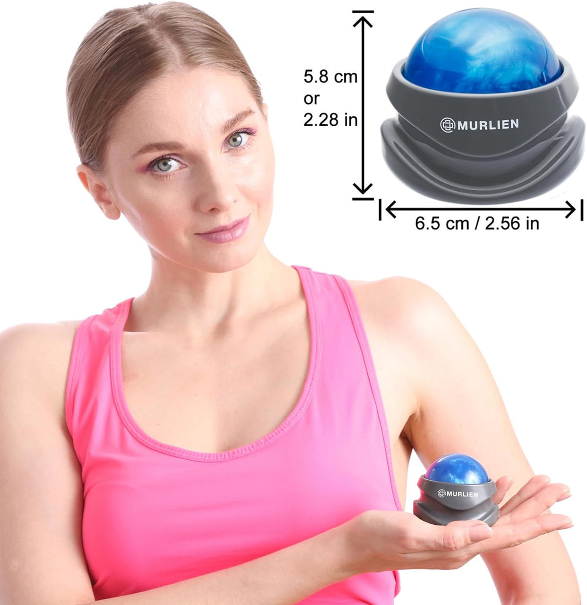 Massage Roller Ball, Tight and Sore Muscles Relief, Manual Massager, Alleviating Shoulder, Arms, Back, Legs, Calves or Muscle Tension - Gray