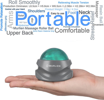 Massage Roller Ball, Tight and Sore Muscles Relief, Manual Massager, Alleviating Shoulder, Arms, Back, Legs, Calves or Muscle Tension - Gray