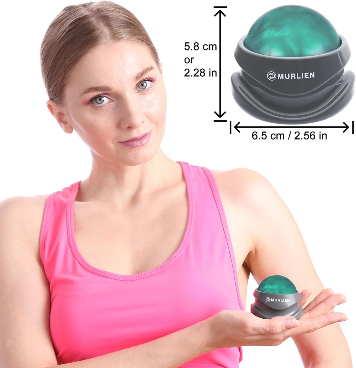 Massage Roller Ball, Tight and Sore Muscles Relief, Manual Massager, Alleviating Shoulder, Arms, Back, Legs, Calves or Muscle Tension - Gray