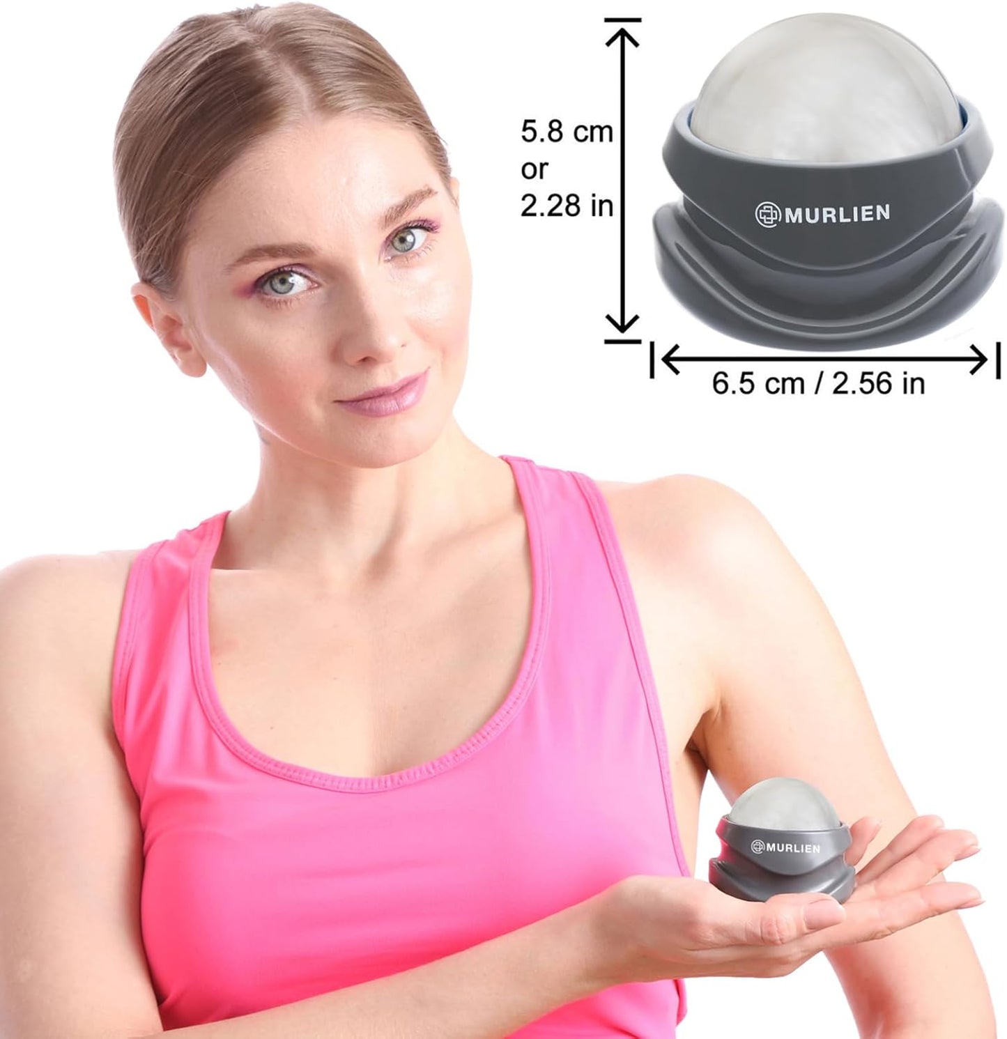 Massage Roller Ball, Tight and Sore Muscles Relief, Manual Massager, Alleviating Shoulder, Arms, Back, Legs, Calves or Muscle Tension - Gray