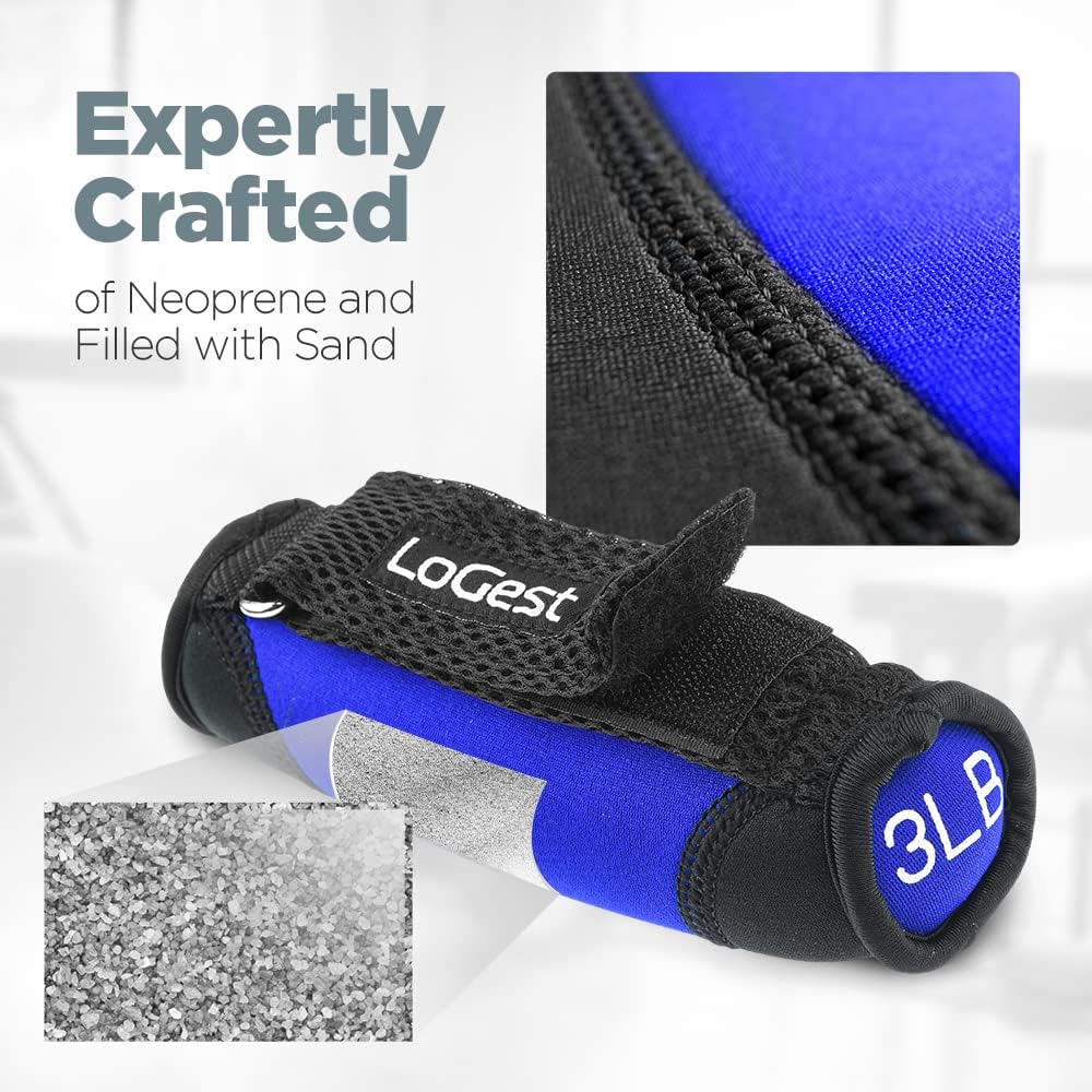 Soft Hand Weights - Adjustable Neoprene Dumbbells (1LB, 2LB, 3LB, 4LB) - Red, Yellow, Blue, Purple - Velcro Straps - Weight Training, Walking, Jogging, Aerobics, Yoga