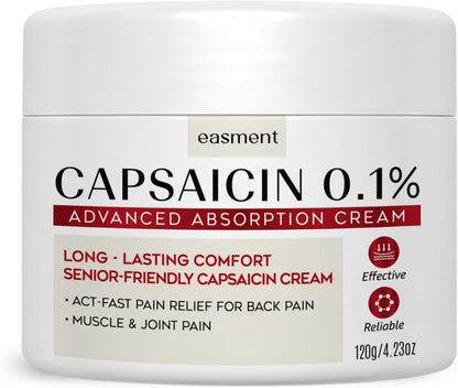 Capsaicin Pain Relief Cream – Topical & Muscle Pain Relief for Joint, Nerve & Back Pain – Medicated Pain Cream with Capsaicin 0.1% – Arnica, Aloe & Chamomile, 4.23 Fl Oz