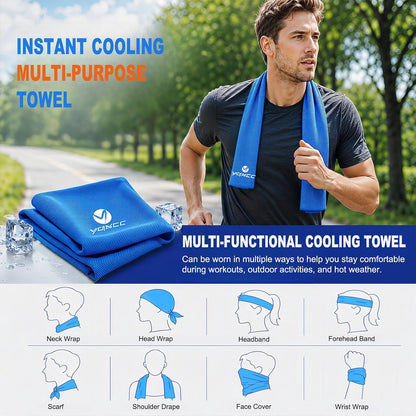 2 Pack Cooling Towels (47"x12"), Ice Cool Towel for Neck & Face