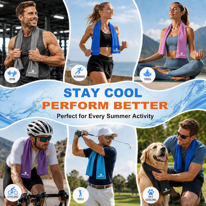 2 Pack Cooling Towels (47"x12"), Ice Cool Towel for Neck & Face