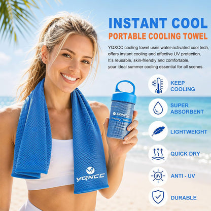 2 Pack Cooling Towels (47"x12"), Ice Cool Towel for Neck & Face