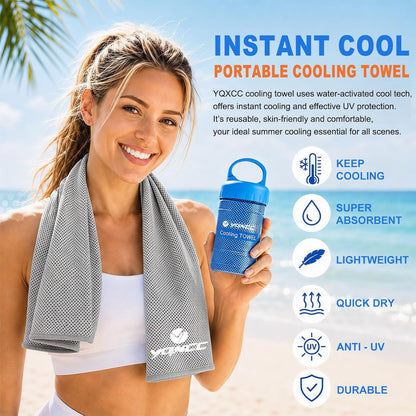 2 Pack Cooling Towels (47"x12"), Ice Cool Towel for Neck & Face
