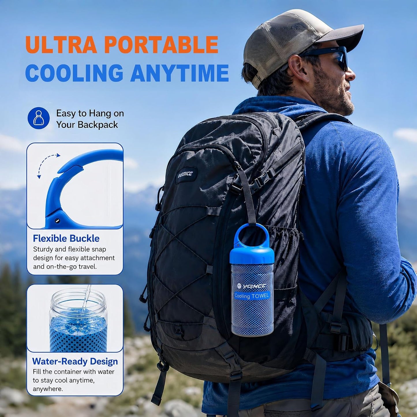 2 Pack Cooling Towels (47"x12"), Ice Cool Towel for Neck & Face