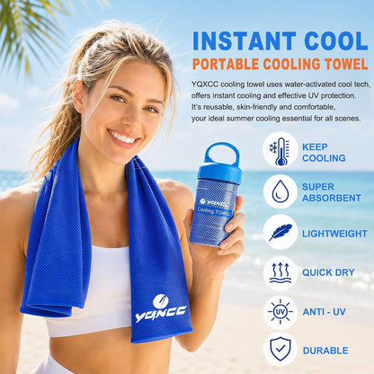 2 Pack Cooling Towels (47"x12"), Ice Cool Towel for Neck & Face