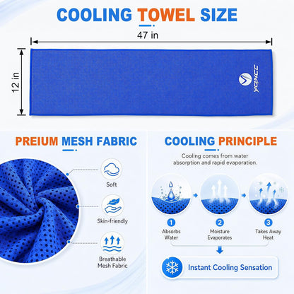 2 Pack Cooling Towels (47"x12"), Ice Cool Towel for Neck & Face