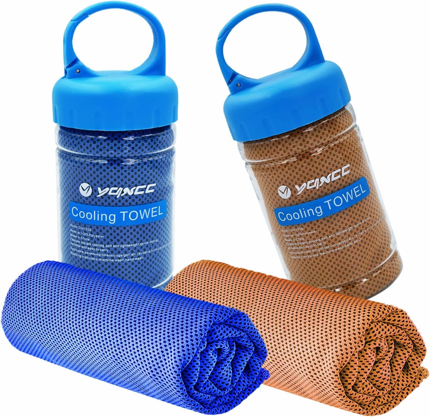 2 Pack Cooling Towels (47"x12"), Ice Cool Towel for Neck & Face