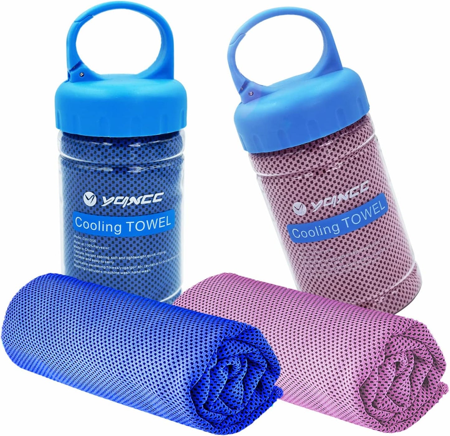 2 Pack Cooling Towels (47"x12"), Ice Cool Towel for Neck & Face