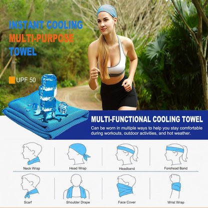 2 Pack Cooling Towels (47"x12"), Ice Cool Towel for Neck & Face