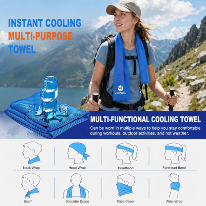 2 Pack Cooling Towels (47"x12"), Ice Cool Towel for Neck & Face
