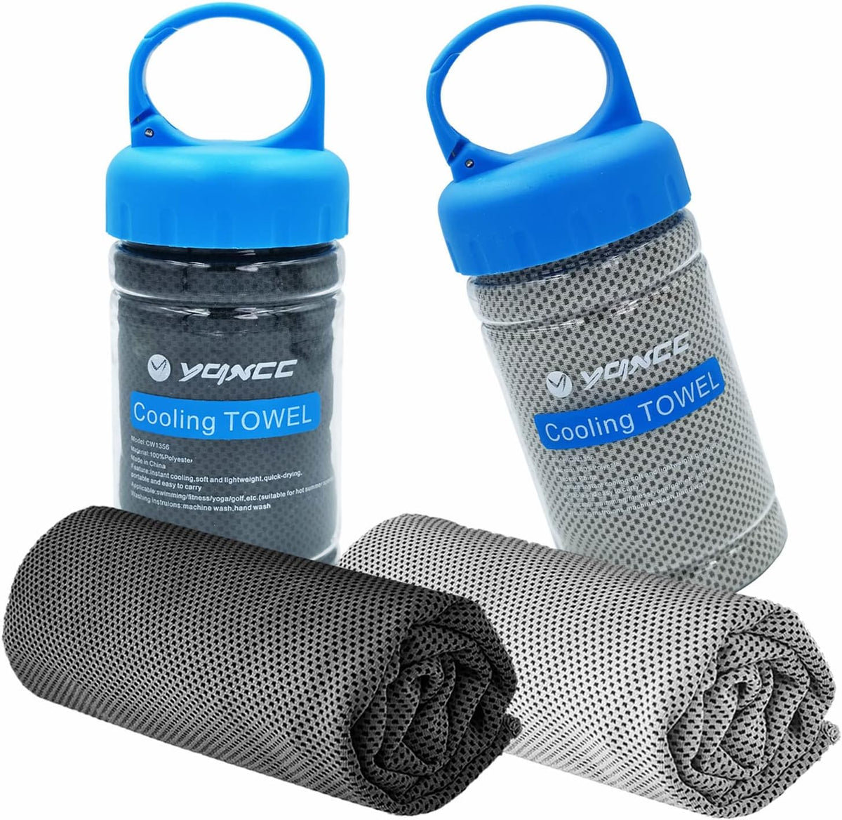 2 Pack Cooling Towels (47"x12"), Ice Cool Towel for Neck & Face