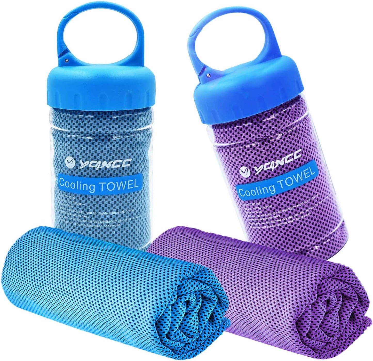 2 Pack Cooling Towels (47"x12"), Ice Cool Towel for Neck & Face