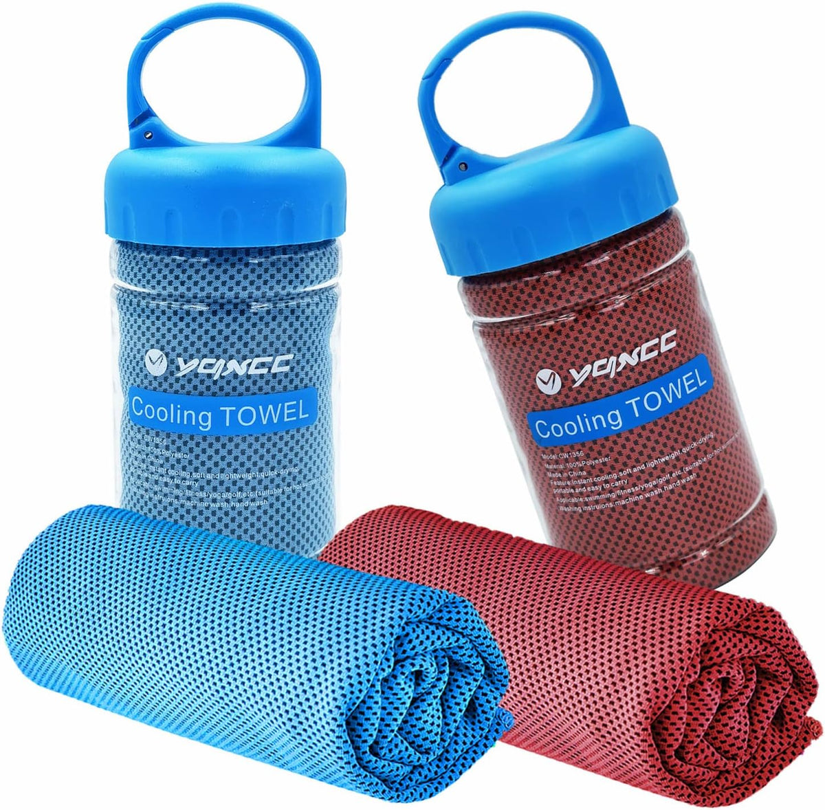 2 Pack Cooling Towels (47"x12"), Ice Cool Towel for Neck & Face