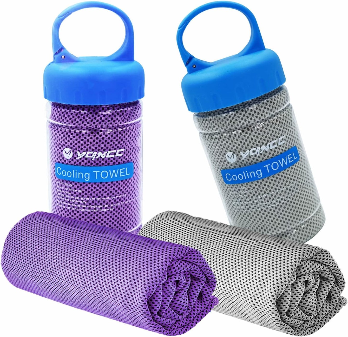 2 Pack Cooling Towels (47"x12"), Ice Cool Towel for Neck & Face