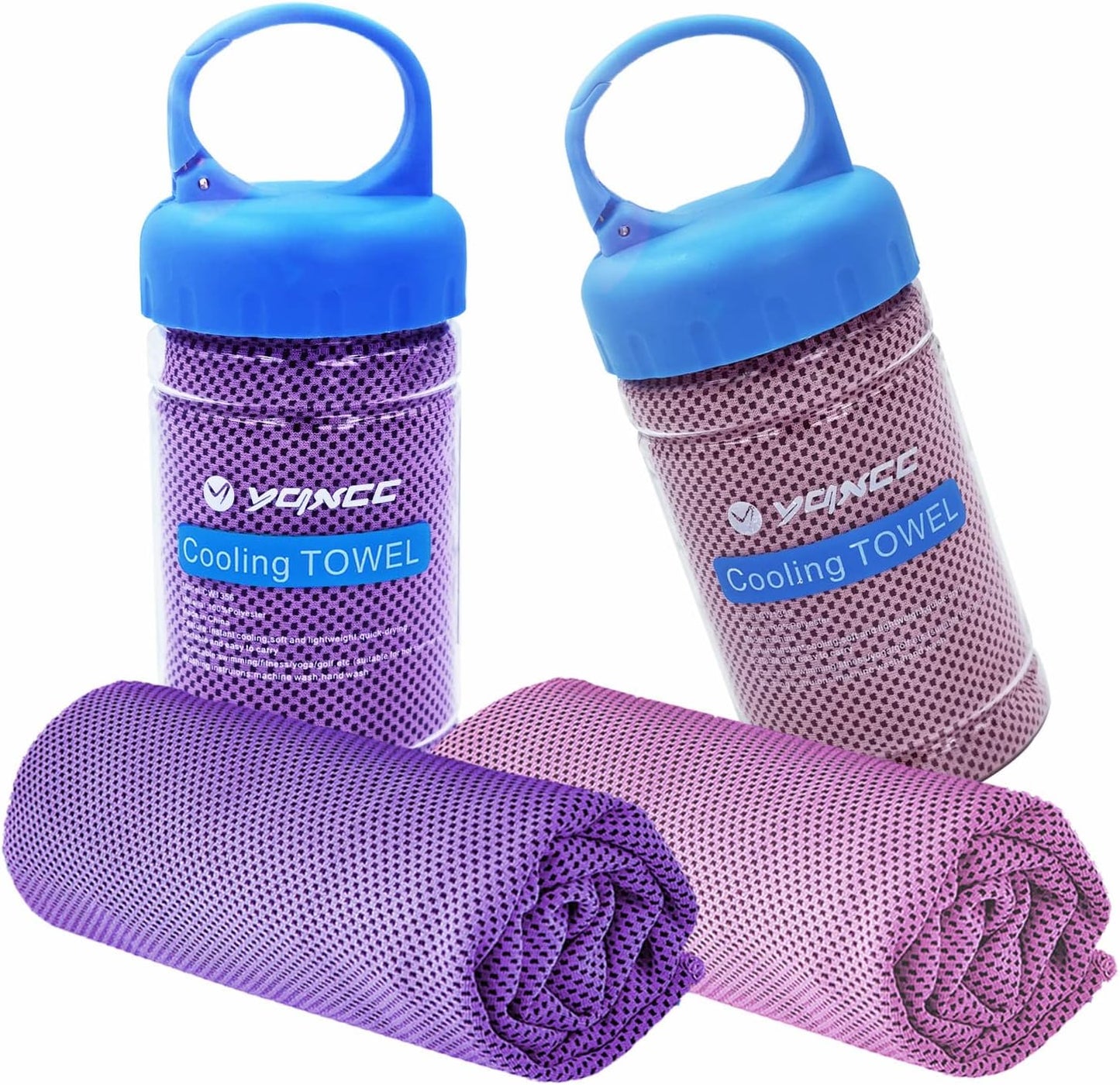 2 Pack Cooling Towels (47"x12"), Ice Cool Towel for Neck & Face