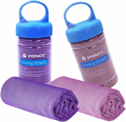 2 Pack Cooling Towels (47"x12"), Ice Cool Towel for Neck & Face