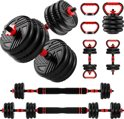 Adjustable Dumbbell Set, 20/30/45/70/90lbs, 5 in 1 Multi-Function Dumbbells | Converts to Barbell Kettlebell&Push up Stand, Free Weight Set for Home Gym Workout, Suitable for Men/Women Strength Training