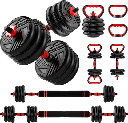 Adjustable Dumbbell Set, 20/30/45/70/90lbs, 5 in 1 Multi-Function Dumbbells | Converts to Barbell Kettlebell&Push up Stand, Free Weight Set for Home Gym Workout, Suitable for Men/Women Strength Training